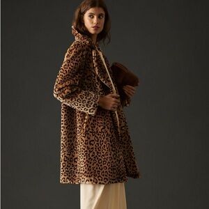 Maeve Leopard Animal Print Faux Fur Coat
